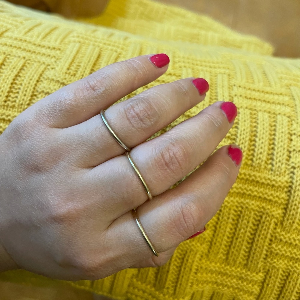 Trio solid gold stacking ring
